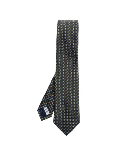 Ferragamo Gancini-pattern silk tie Green 789248