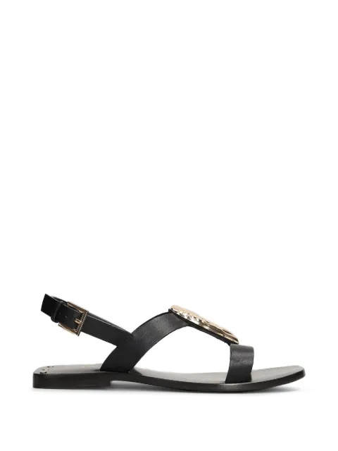CORAL BLUE hammered-plaque slingback sandals Black CBK22611