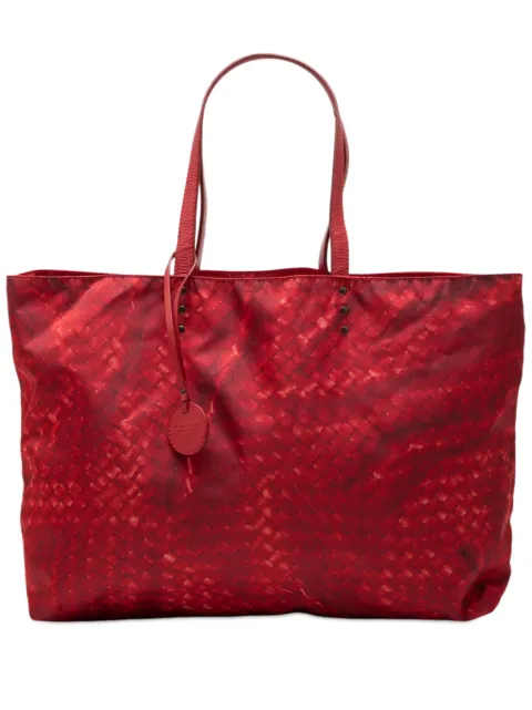 Bottega Veneta Pre-Owned 2012-2026 Nylon Intrecciolusion tote bag Red LVS5OHOUFB5FQN0L