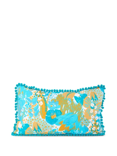 CAVALLI E NASTRI VINTAGE floral-print pom-pom cushion Blue WCV23041135