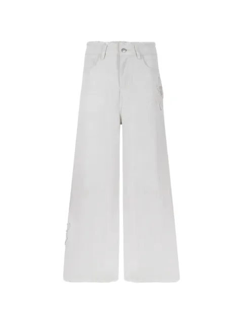 HUI MILANO sequin-embellished frayed-edge jeans Neutrals HW21GD3670