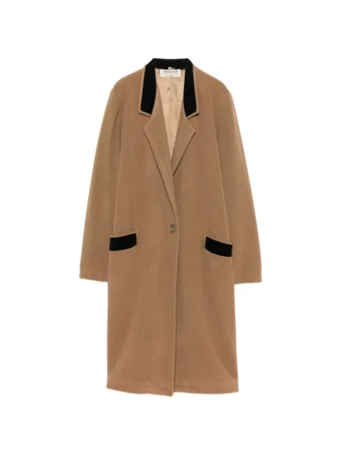 A.N.G.E.L.O. Vintage Cult 1970s velvet-trim single-breasted coat Brown AN250BEG