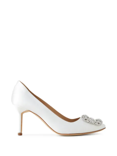 Manolo Blahnik Hangisi 70 crystal-buckle pumps White 9XX0316