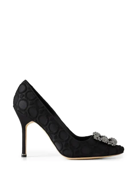 Manolo Blahnik Hangisi crystal-buckle pumps Black 32531440003
