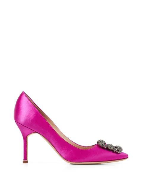 Manolo Blahnik Hangisi 90 crystal-buckle pumps Pink 9XX0663
