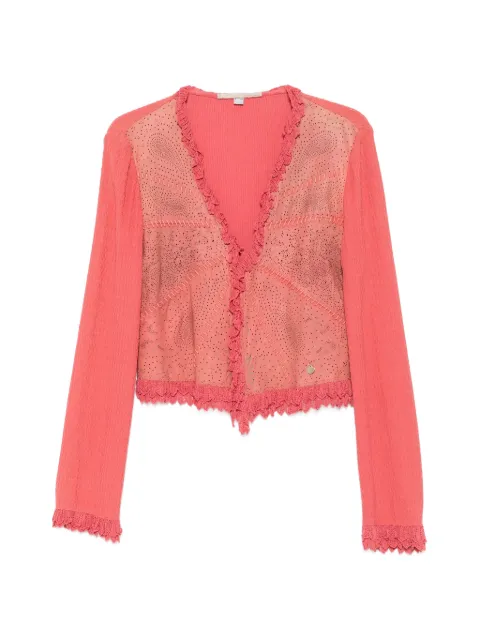 Roberto Cavalli Vintage 2000s perforated lace-trim jacket Pink RC350BEJ