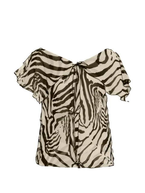 IRO zebra-print ruffled top Neutrals WM16TAHICE