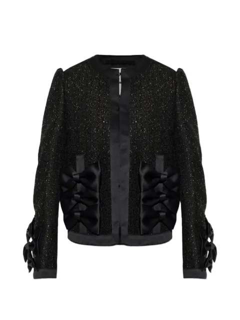 Noir Kei Ninomiya bow-embellished shimmering jacket Black 3QJ006
