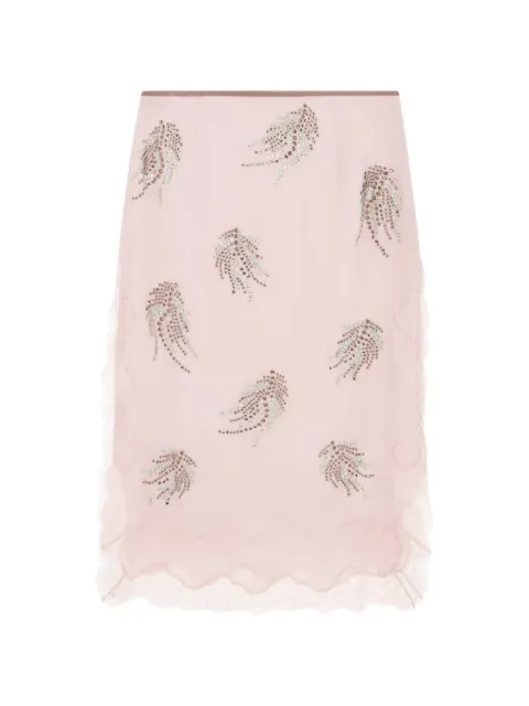 16Arlington Liri crystal-embellished lace-trim midi skirt Pink SMD216SS2601SATIN