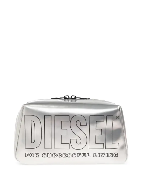 Diesel logo-print wash bag Silver DSB0110