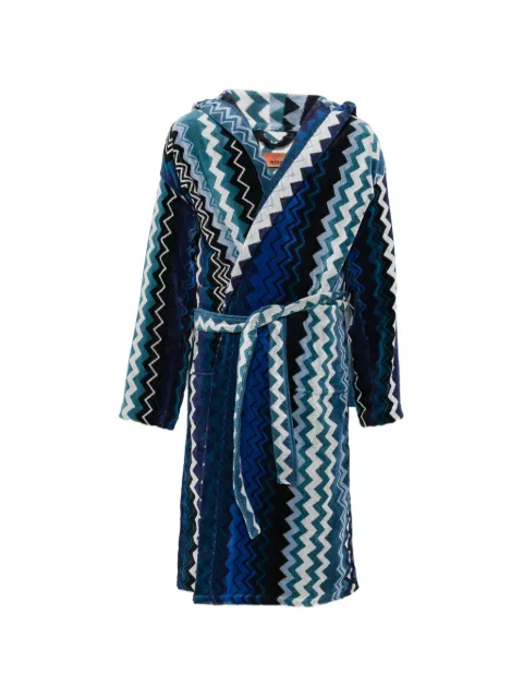 Missoni Home zigzag-print hooded dressing gown Blue 1G3AC99708
