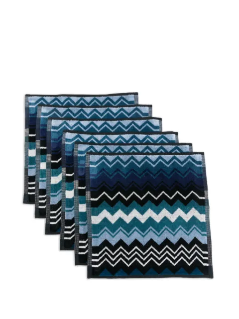 Missoni Home Giacomo zigzag-pattern face towels (set of six) Blue 1G3SP99904