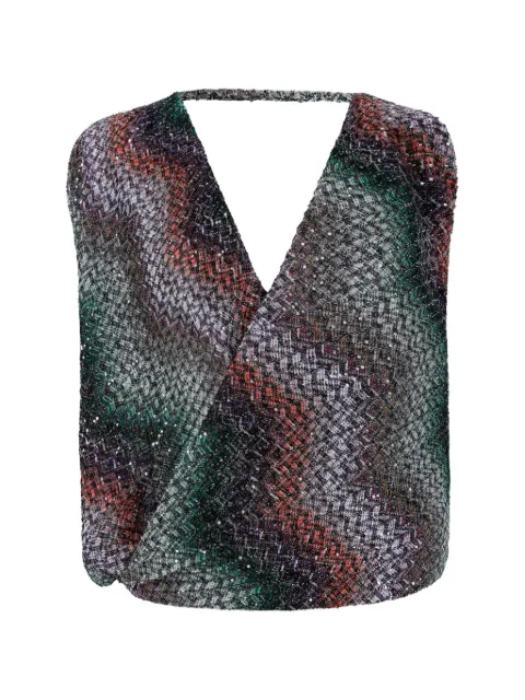 Missoni sequin-embellished zigzag top Black DS26SK16BC0065