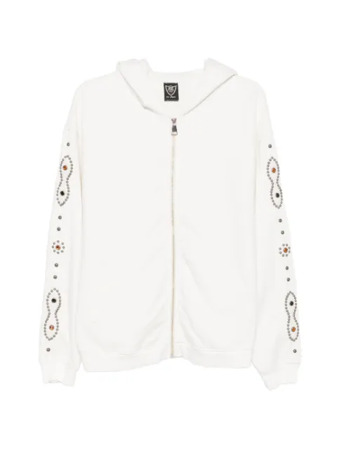 Htc Los Angeles stud-embellished zip-up hoodie White 26SNCMG009