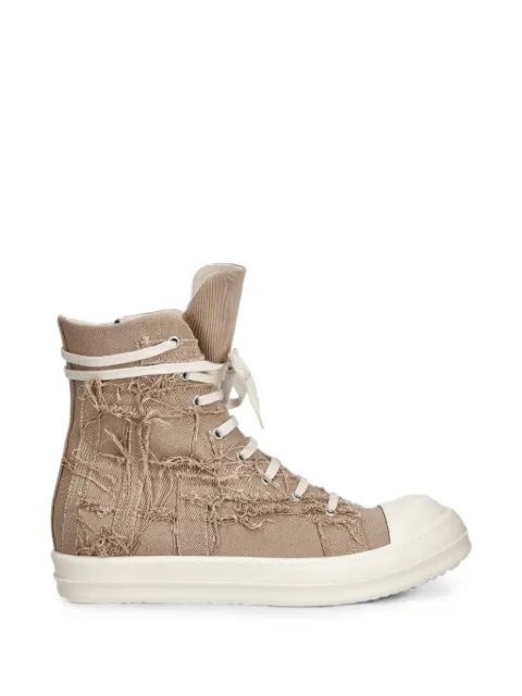 Rick Owens DRKSHDW distressed high-top sneakers Brown DU01F4800SLASH