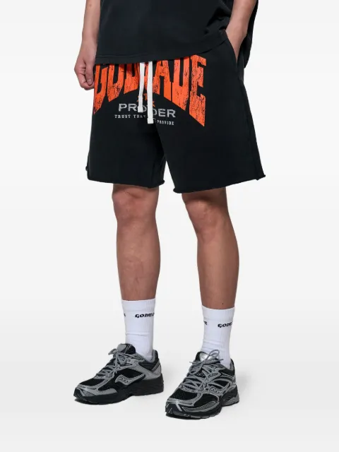 GODMADE logo-print raw-cut shorts Black GMST013574