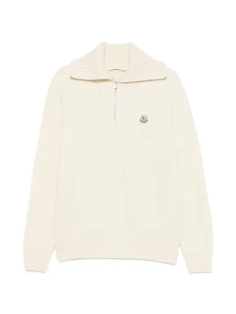 Moncler Ciclista Tricot ribbed-knit half-zip sweater Neutrals L20919F00003M1241