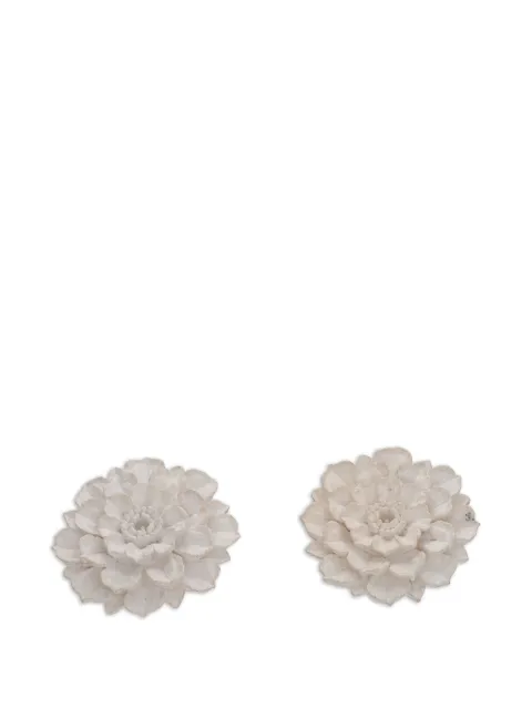 Vintage floral-motif clip-on earrings White W1342631