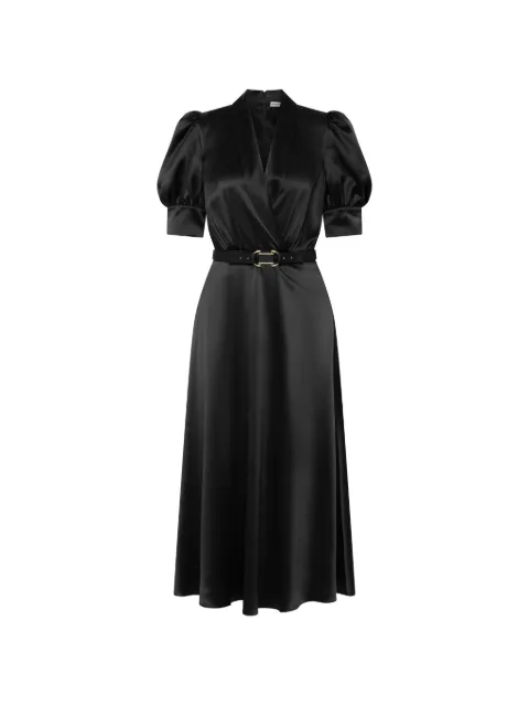 Rebecca Vallance belted puff-sleeve midi dress Black 26021667
