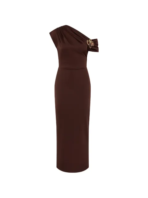 Rebecca Vallance Hazine one-shoulder embellished midi dress Brown 26021601