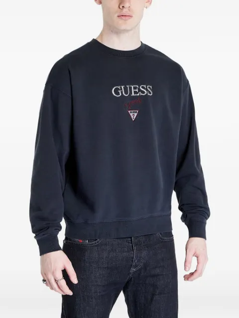 GUESS USA logo-embroidered crew-neck sweater Blue M2BQ09K9YH1JTMU
