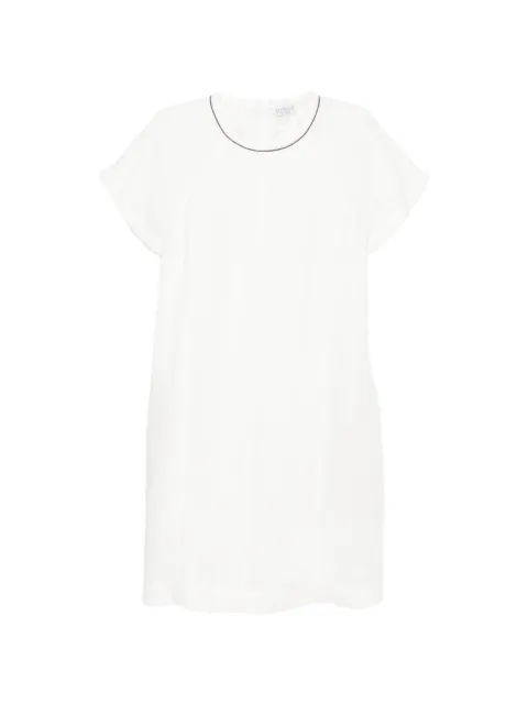Brunello Cucinelli monili-trim raglan-sleeve MINI dress White MH126AFR72C600