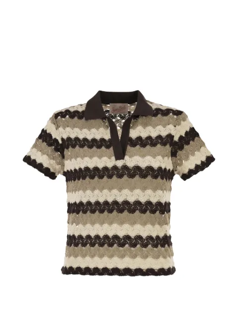 MC2 Saint Barth striped-crochet T-shirt Brown LAA000108955L