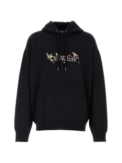 Off-White logo-print cotton hoodie Black OMBB085Z26FLE0