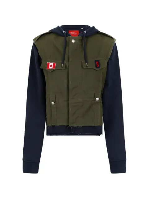 Merci layered-design frayed-edge jacket Blue EMILIAUNICO