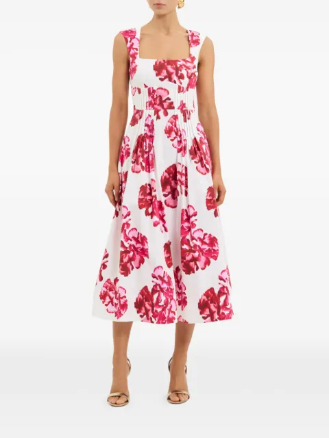 Rebecca Vallance Damask Rose floral-print midi dress White 26021669