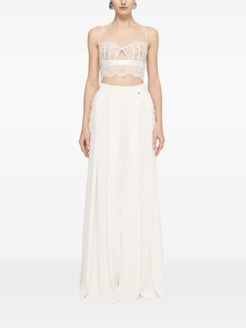 NISSA lace-up palazzo pants White RP16699