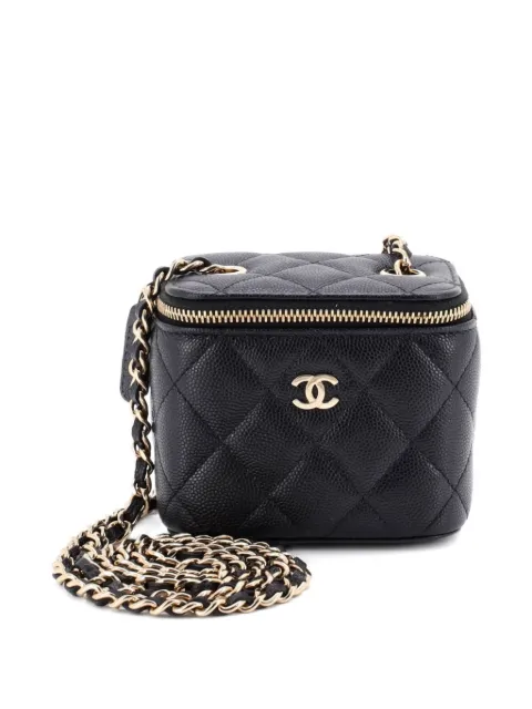 CHANEL Pre-Owned Classic Vanity Case with Chain Quilted Caviar Mini pouch Black 95VJ5RTB2NUPLSS9