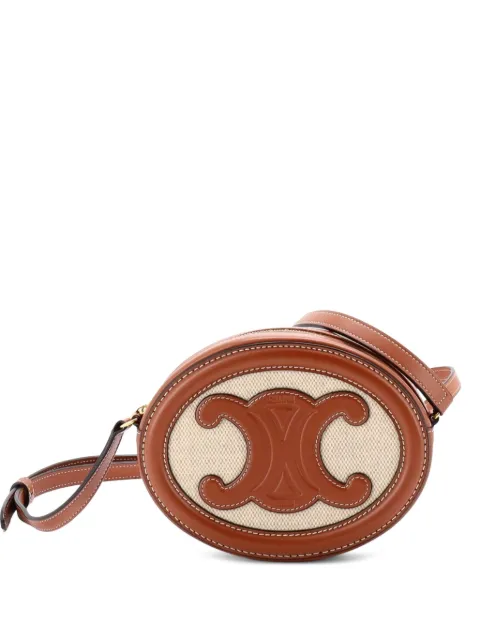 Celine Pre-Owned Triomphe Oval Canvas and Leather crossbody bag Brown 6Y1A1UNPSXWPL46W