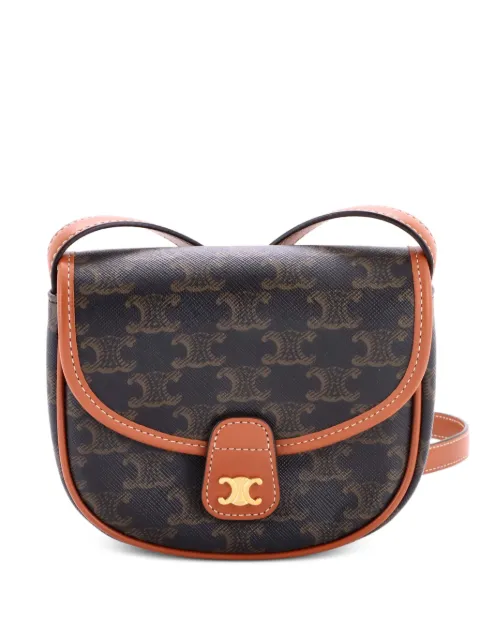 Celine Pre-Owned Besace Flap Bag Triomphe Coated Canvas Mini crossbody bag Brown PO9BJVC8PO6YQUFT