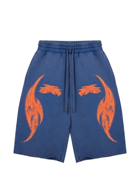 GODMADE Vivid flame-print shorts Blue GMST015470