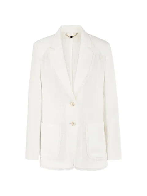 MARCCAIN frayed-edge single-breasted blazer White AC3431W62
