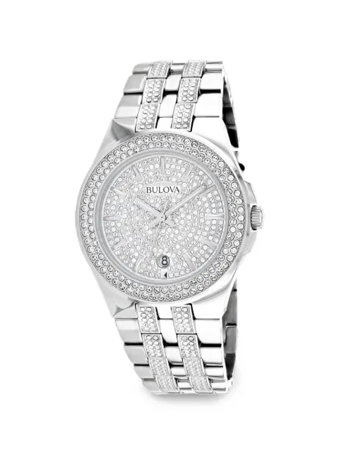 Bulova Swarovski crystal-embellished 42mm watch Silver 96B235
