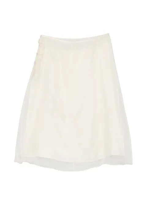 AMI Paris sheer-overlay silk midi skirt White FSK453SE0039
