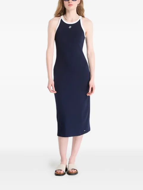 Tommy Hilfiger contrast-trim logo-embroidered cotton midi dress Blue WW0WW48740