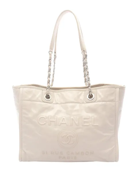 CHANEL Pre-Owned 2016-2017 Small Glazed Calfskin Deauville tote bag White TX702L2DZI5O7FE8