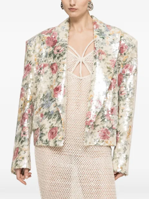 NISSA floral-print sequin-embellished blazer Neutrals RSS16680