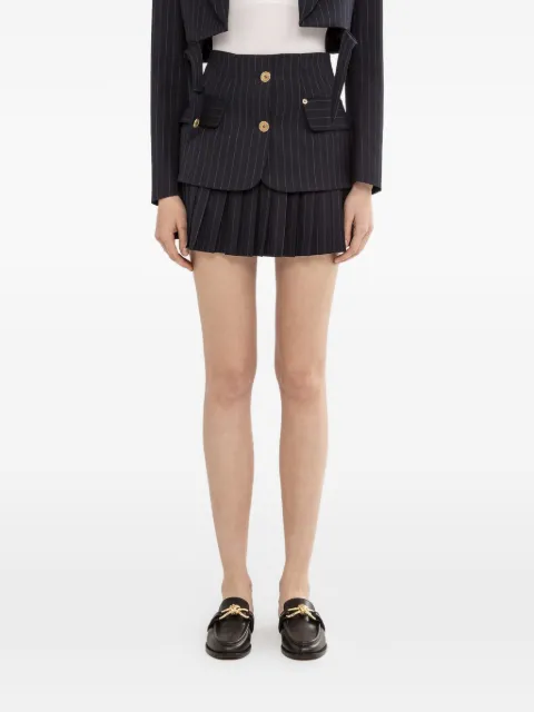 NISSA pinstripe-pattern pleated skirt Black F16448