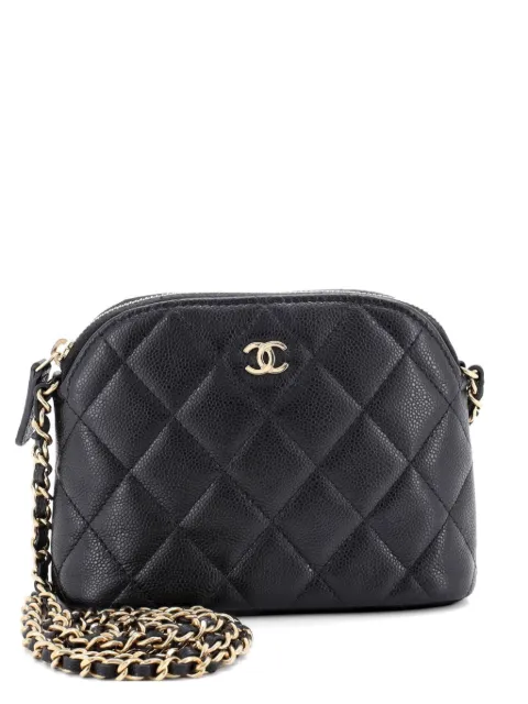 CHANEL Pre-Owned CC Dome Zip Clutch with Chain Quilted Caviar Mini crossbody bag Black Y2E2Q6SO1RFDUM1V