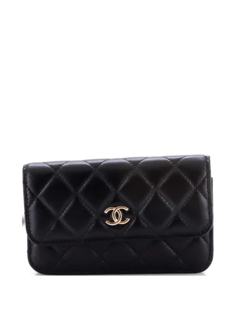 CHANEL Pre-Owned Pearl Strap Clutch with Chain Quilted Calfskin crossbody bag Black C9OHI42EMRPEB72C