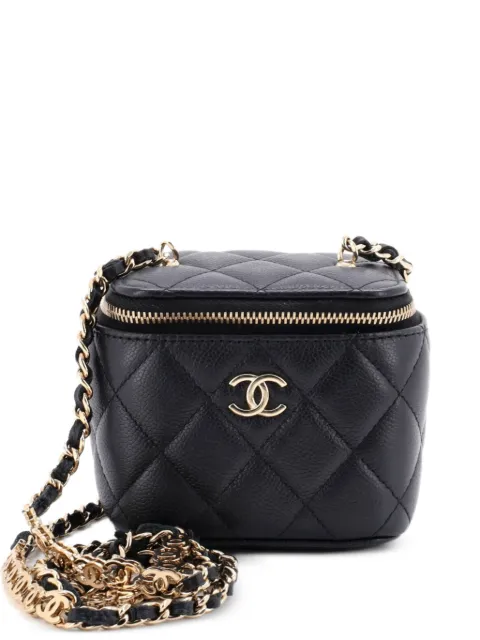 CHANEL Pre-Owned Tiny CC Link Vanity Case with Chain Quilted Caviar Mini clutch bag Black M206GY85UUIX1SJY
