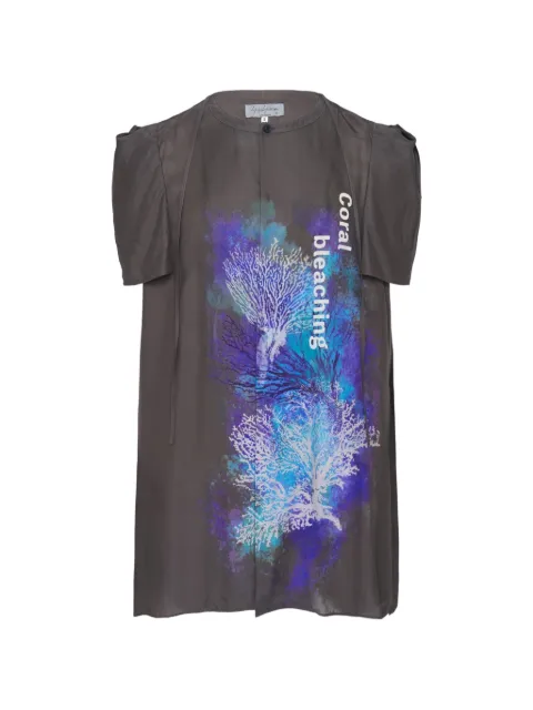 Yohji Yamamoto graphic-print blouse Black HKB25421
