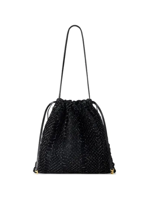 Elisabetta Franchi beaded-mesh bucket shoulder bag Black BS61K63E2