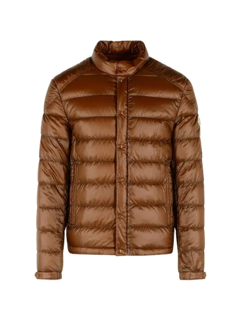 Moncler quilted logo-patch jacket Brown 1A00043597Y4
