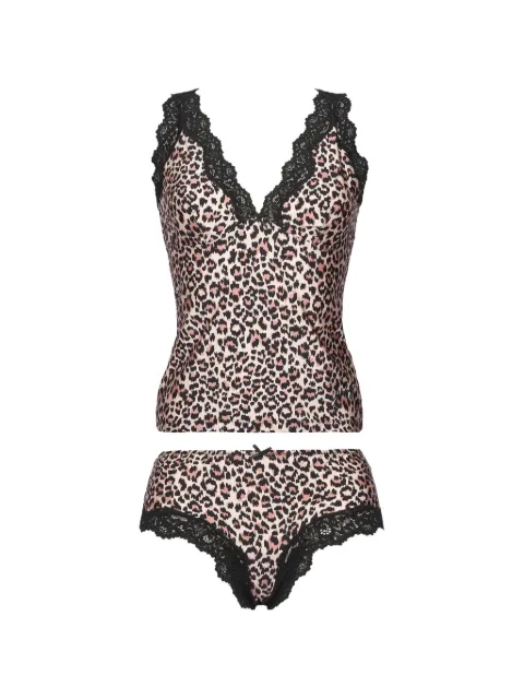 GUESS USA leopard-print lace-trim pajamas Pink O4BG01KCF20