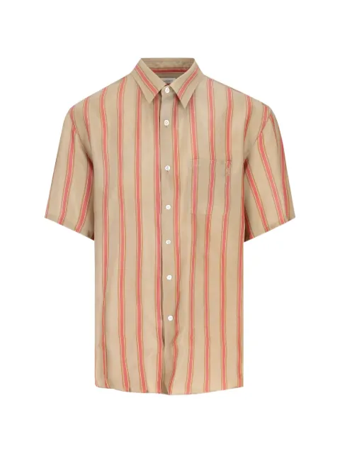 Saint Laurent striped short-sleeve cotton shirt Neutrals 859781Y2N33